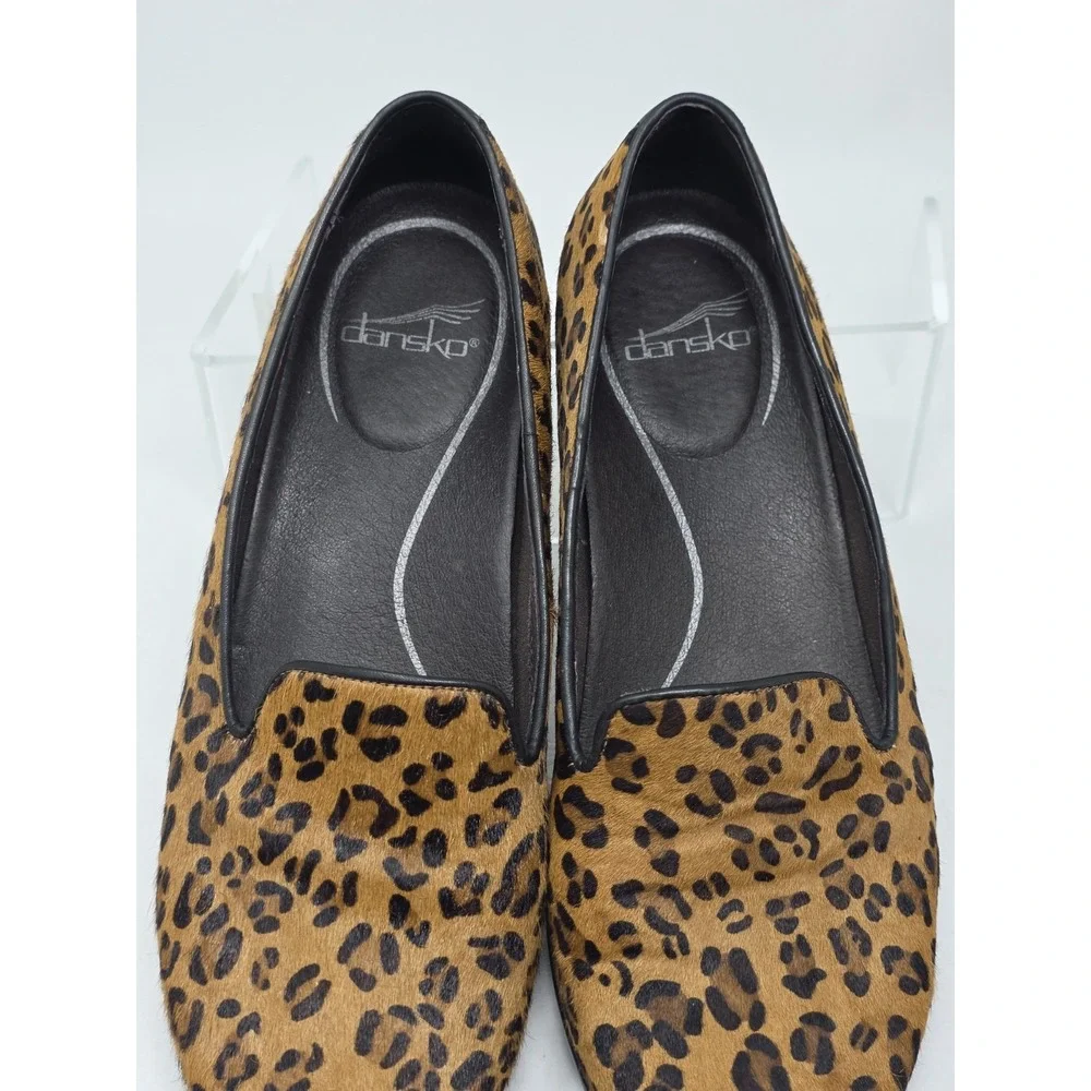 Dansko Olivia Womens EU 39 US 8.5-9 Leopard Print Calf Hair Flats Comfort Shoes